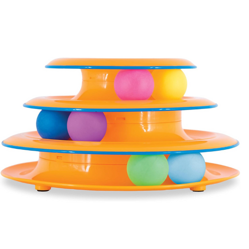 3-Tier Cat Track Toy – Interactive Spinning Ball Tower for Cats