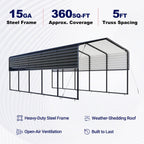 12'x30' Metal Carport with Corrugated Roof