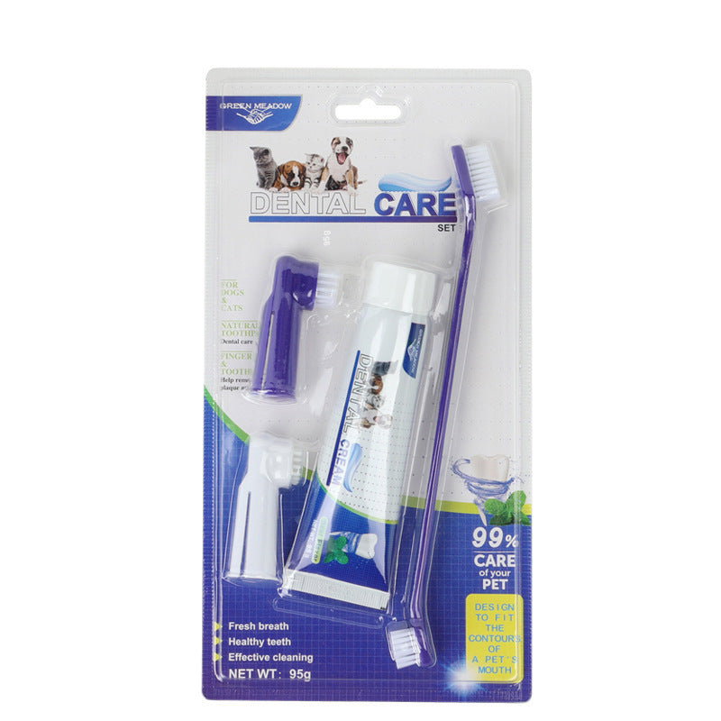 Pet Dental Care Set – Dog & Cat Toothbrush with Beef Flavor Toothpaste