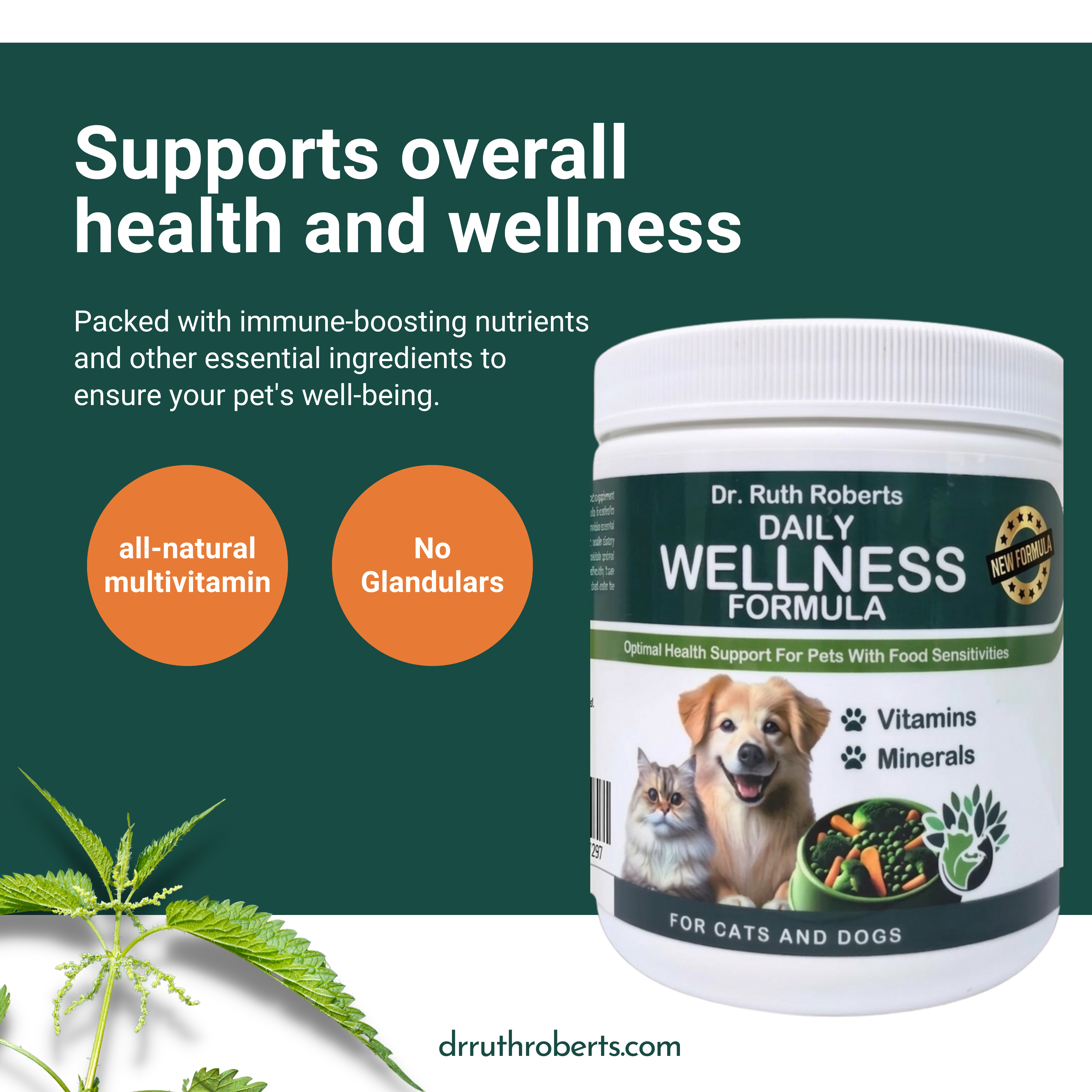 Daily Wellness Formula — Glandular-Free Multivitamin for Dogs & Cats with Beef, Pork, or Organ Sensitivities