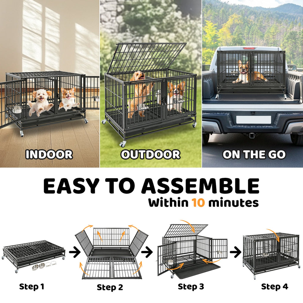 Heavy duty steel crate for Dogs