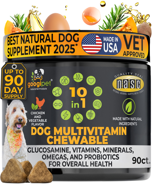 Googipet 10-in-1 Multivitamin Soft Chews for Dogs – Chicken Flavor, 90 Count
