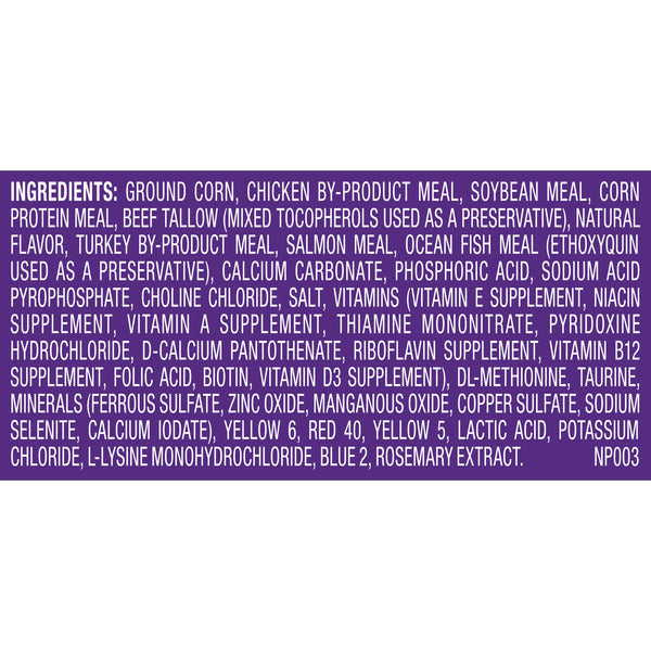 Long list of ingredients on a purple background