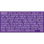 Long list of ingredients on a purple background