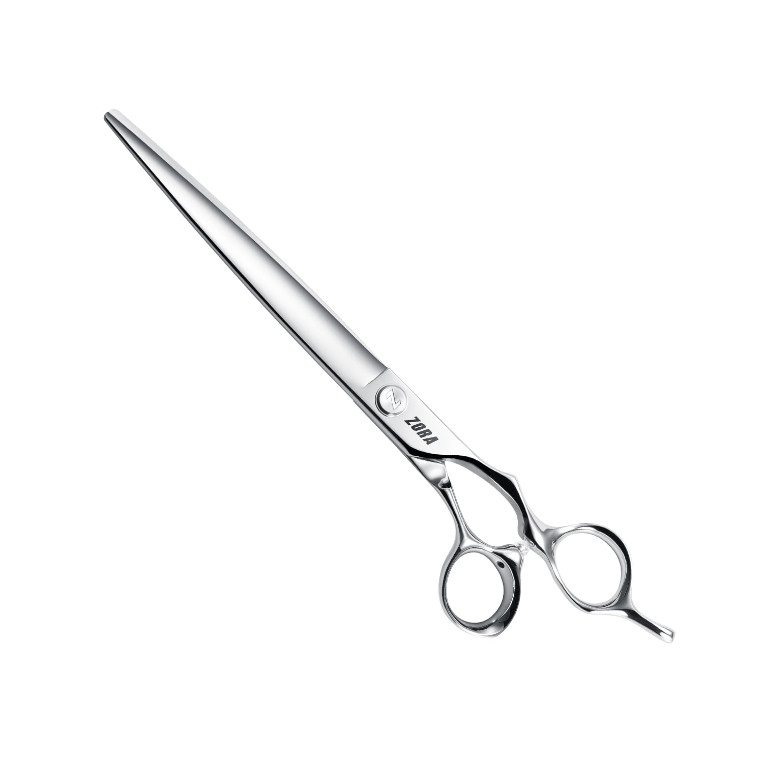Hair cutting scissors with 'Zora' branding on a white background