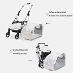 Pet stroller with detachable car bag on a white background