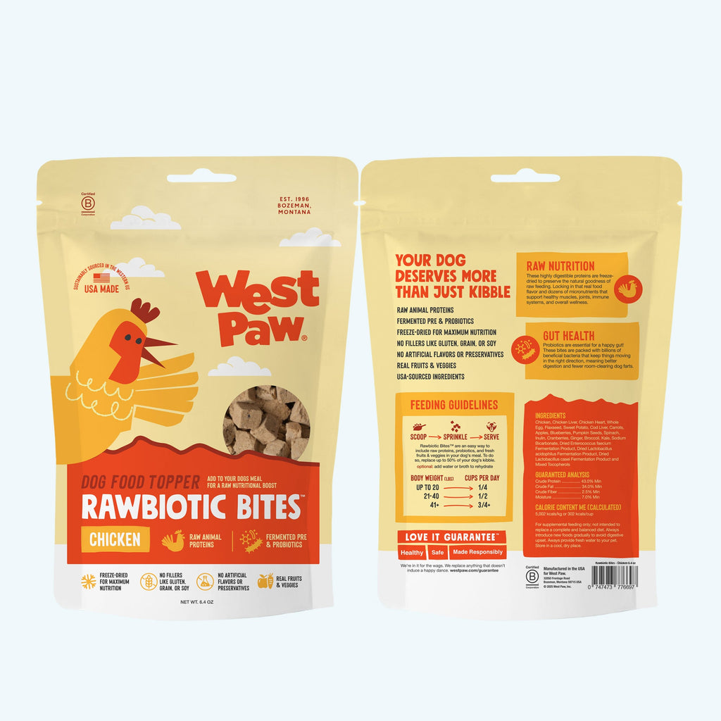 West Paw Rawbiotic Bites™ Chicken Dog Food Topper – 6.4 oz