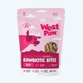 Pink package of West Paw Rawbiotic Bites for dogs on a white background