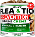 Yuma's Flea & Tick Prevention Immune Chews container with a dog on the label.