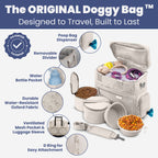 Doggy bag with features highlighted on a blue background