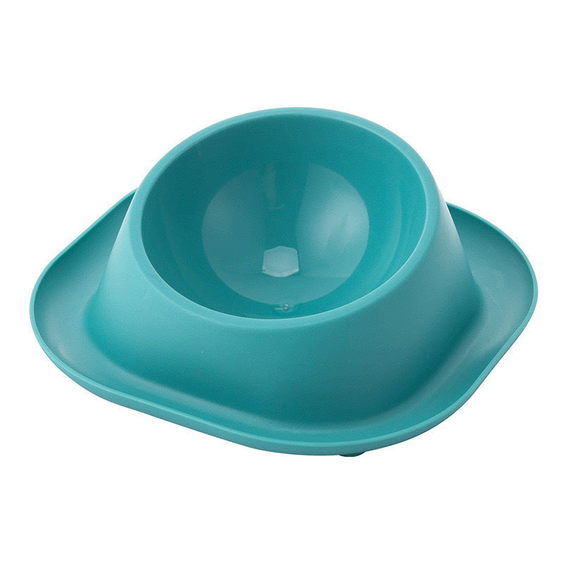 Turquoise pet bowl on a white background