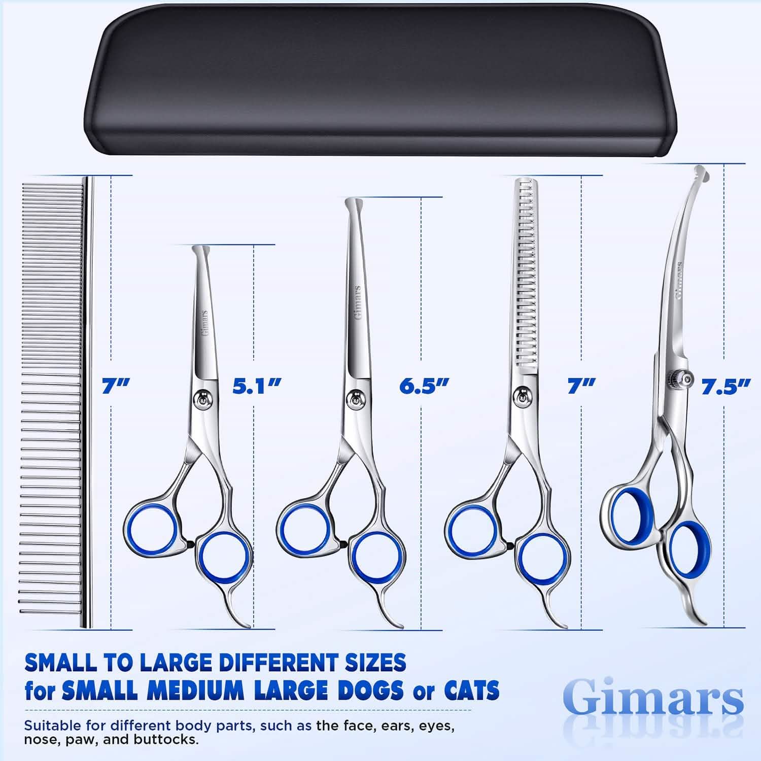 Gimars 6-in-1 Professional Pet Grooming Scissors Set | Stainless Steel Safety Scissors