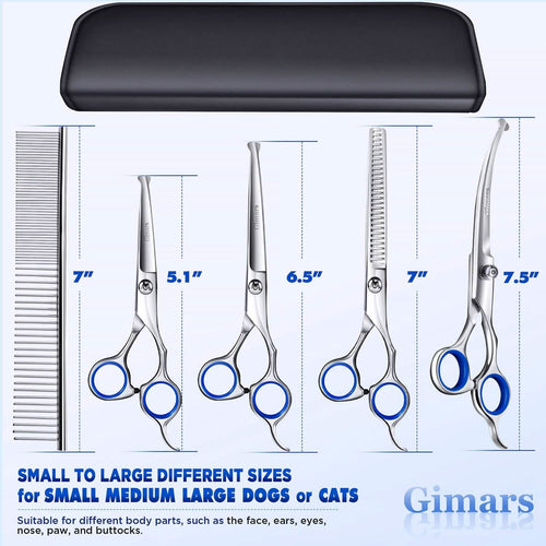 6-in-1 Pet Grooming Scissors Set – 4CR Titanium-Coated Stainless Steel with Safety Round Tips for Dogs & Cats