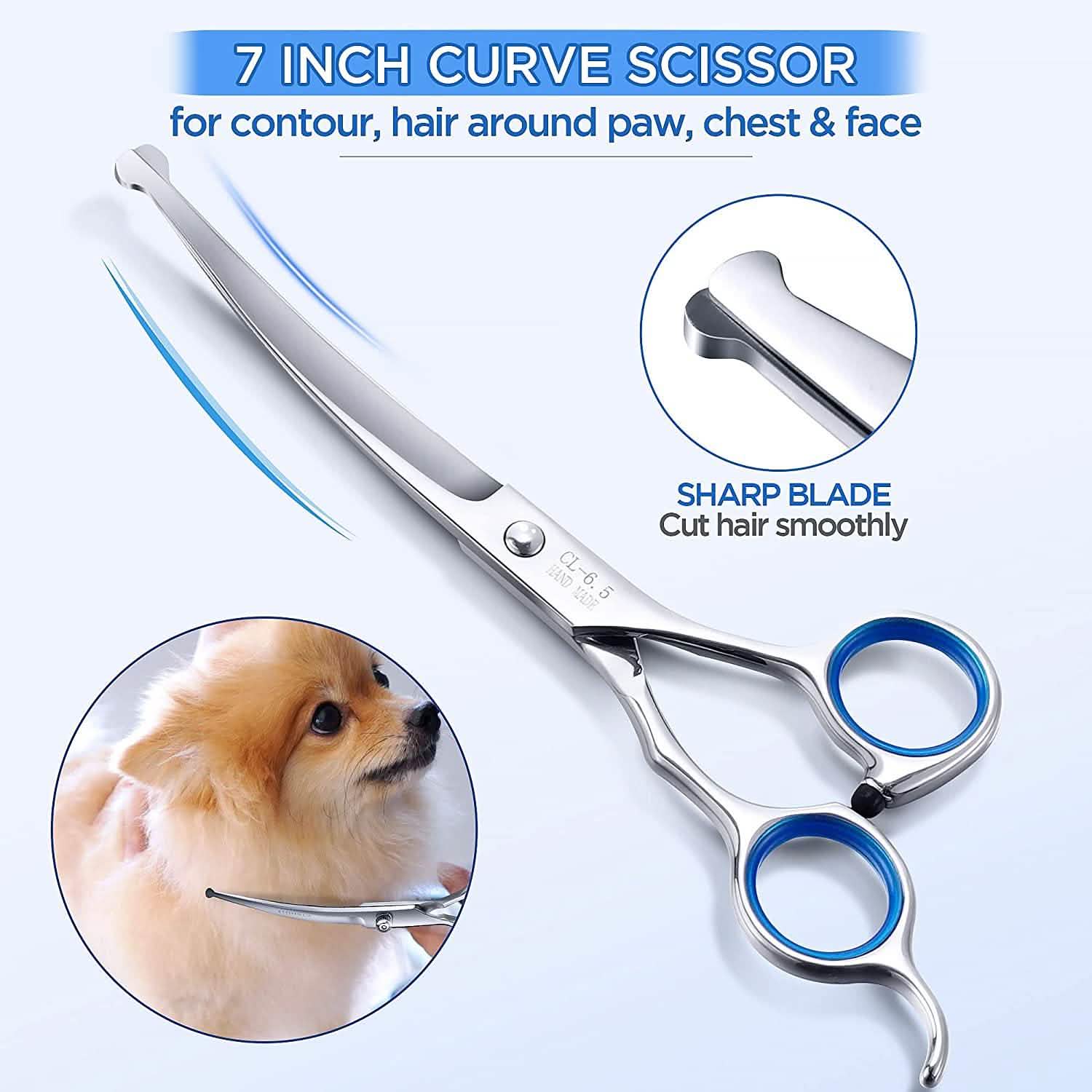 Gimars 6-in-1 Professional Pet Grooming Scissors Set | Stainless Steel Safety Scissors