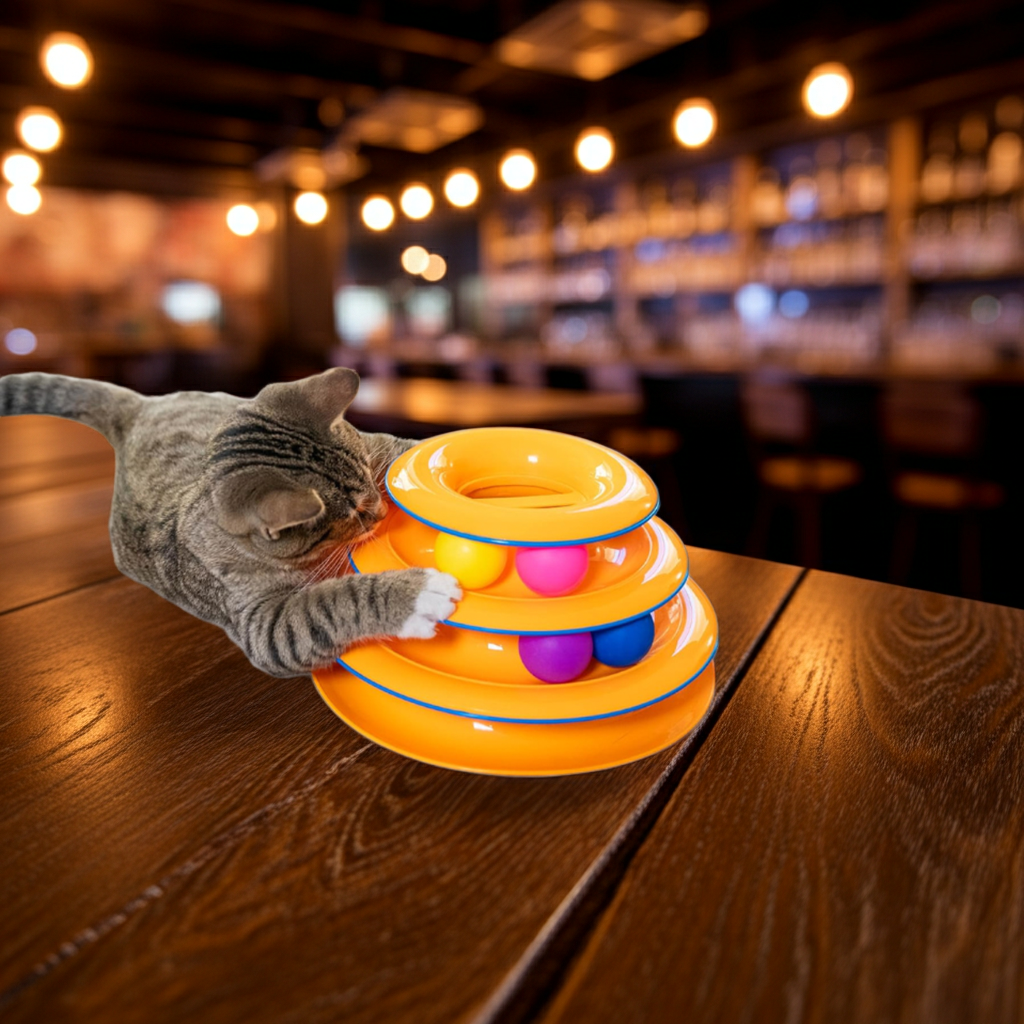 3-Tier Cat Track Toy – Interactive Spinning Ball Tower for Cats